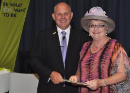 PhotoID:13626, Kathy Ramm accepts her 35-year service award from VC Professor Scott Bowman
