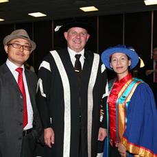 PhotoID:11386, Professor Scott Bowman at the Gold Coast graduation with Dr Molly Yang and Phd candidate Stephen Lin