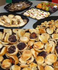 PhotoID:14960, A selection of food including a plate of  mini kangaroo meat pies