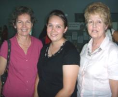 PhotoID:4897, Student's mother Beth Goodsell, her daughter Rebekah Goodsell (BLM Primary) and Gay Ridge (Principal of St John's Primary School, Bundaberg). Gay, who is due to retire, said Rebekah proved to be a conscientious and talented student teacher during her placement at St John's