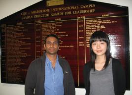 PhotoID:12263, Kalinga and Cassie at the Melbourne Capus honour board