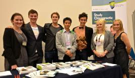 PhotoID:14568, Hannah Place, Fraser McClymont, Brodie Buckingham, Debao Deng, Josiah Westbrook with PipTed (class mascot), Sam Little and Meagan Wallace at the Conference. 