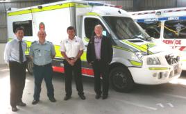 PhotoID:11146, CQUniversity's Professor Grant Stanley (left) and Professor Graham Pegg (right) meeting with Queensland Ambulance Service leaders in Cairns