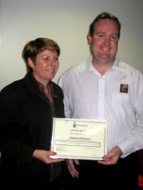 PhotoID:4510, Joanne Robinson is presented with the Brown and Bird prize at CQU Mackay Awards and Prize giving ceremony