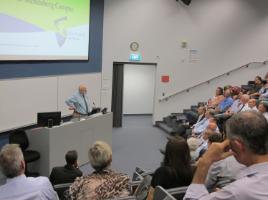 PhotoID:14134, Prof Phillip Clift addresses people gathered to mark the introduction of Engineering in Bundaberg