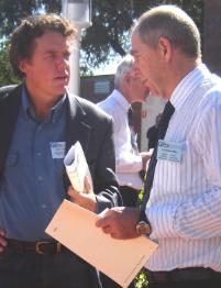 PhotoID:4321, Rio Tinto Climate Change Manager Rick Humphries and Professor Bob Miles from CQU at the QREX conference - - photo by Katherine Spackman