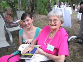 PhotoID:7007, Prize winner Meegan Fox chats with Helene Jones OAM at the celebrations.