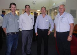 PhotoID:12242, Aidan Cameron, Aris Margaritis, Philip Geach and Peter Montgomery at CQUniversity Mackay. 