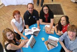 PhotoID:13691, The Idiom 23 team gathers for the launch. L-R Jess Delaney (cover photographer), Caitlin Delaney, David Murray, Dr Lynda Hawryluk, Shay Ledingham and Reece Lawrence