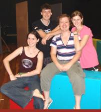 PhotoID:5454, Dene with students from the Cawarral and Yeppoon areas, L-R Anna Russell; Michael Donnellan; Jordana Widt