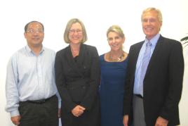 PhotoID:11825, Visiting Scholar Prof Qin with Assoc Prof Alison Owens, Sydney Campus Director Susan Loomes and Dr Clive Graham (Head of Programs for the Doctor of Professional Studies)