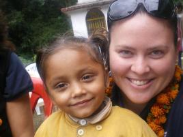 PhotoID:11702, Sherrie chats with a local girl during her Nepal visit