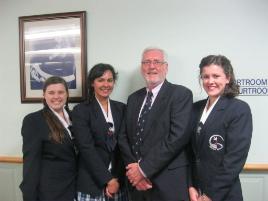 PhotoID:12786, CQUni's Wayne Jones helped mentor competitors for the inter-school law debates, including this Heights College team