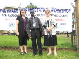 PhotoID:11755, Student Katrina Ryan with academic Cynthia Cowling and one of the Ugandan workshop participants