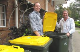 PhotoID:9987, Brendan Taylor and Leigh Portch check progress on a campus recycling audit