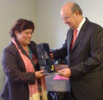 PhotoID:4323, CQU representative Dr Carola Hullin with DuocUC Rector Dr Marcelo Von Chrismar