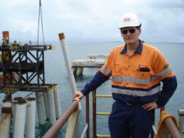 PhotoID:5765, Engineering student Simon Frazer has been working on the new jetty extension at the Dalrymple Bay Coal Terminal at Mackay.