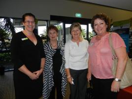 PhotoID:12099, Enjoying a chat are Anthea Cuddihy, Carmel Daveson, Julie Boyd and Cr Di Hatfield.