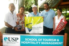 PhotoID:11801, CQUni's Steve Noakes with staff from the USP School of Tourism & Hospitality Management 