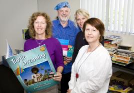 PhotoID:11556, L-R CQUniversity researchers Angelina Ambrosetti, Mike Horsley, Susan Richardson and Kathy Bauer made key presentations at a major international symposium on learning materials