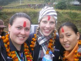 PhotoID:11700, Sherrie and student Julia Page are welcomed in Nepal