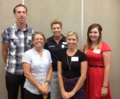 PhotoID:13872, Professor Helen Huntly (centre) with CQUniversity students accepted for Morayfield L-R Marcus Harmsen, Mandy Medhurst, Chloe Brooks and Casey Faulkner