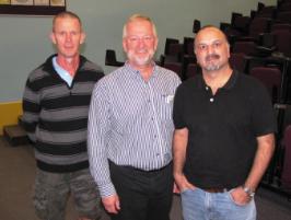 PhotoID:14787, CQUniversity academic Richard Egelstaff with Gregory Hage from Toolooa State High School (left) and  Farshid Paymon from Tannum State High School