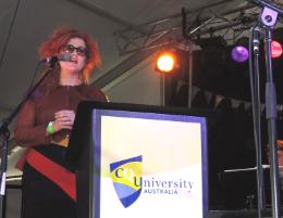 PhotoID:12933, Katie Noonan on stage at the Village Festival. Photo courtesy Natalie Gray