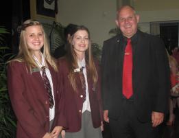 PhotoID:13585, Vice-Chancellor Scott Bowman congratulates Jessica Daley (left) and Jessica Gilbar