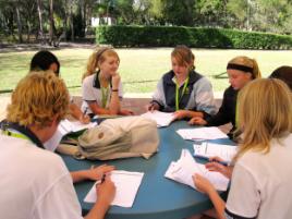 PhotoID:11810, Teens discuss career options during a campus experience arranged as part of the Widening Participation campaign