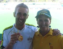 PhotoID:5894, Mark and Barbara Knowles celebrate Mark's gold medal success at the 2006 Commonwealth Games.