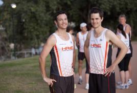 PhotoID:11313, CQUni alumni Sean Peckover (left) and Jason Paull are not only keen runners. They are keen to help run major sporting events