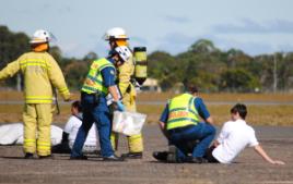 PhotoID:11005, Emergency crews work alongside our students during the simulation