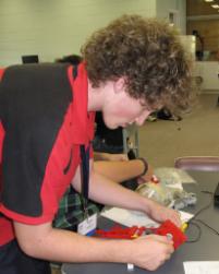 PhotoID:9148, Matthew Challen from St Lukes Anglican School in Bundaberg enjoyed making leggo machines as part of the EngLink program.