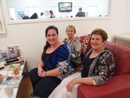 PhotoID:11469, STEPS student Kate Wilson (middle) organised the blood donation visit which involved a group of students as well as STEPS associate lecturers Irena Lee (background) and Lex Reedman (foreground)