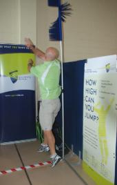 PhotoID:10374, NRL star Tim Brasher tries out the vertical jump