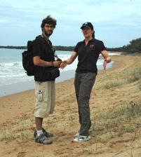 PhotoID:4886, French intern Pierre-Damien Lucas in the field with the Centre for Environmental Management's Tamara van Polanen Petel. 