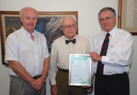 PhotoID:5249, Vice-Chancellor Professor John Rickard, Mr Ron Diamond and Chancellor Rennie Fritschy.