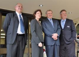 PhotoID:10857, Minister Crean with the VC, MP Kirsten Livermore and Mayor Brad Carter