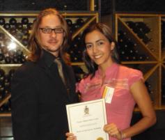 PhotoID:9284, Sandra Palacio is congratulated by Craig Macdonnell from Brisbane Campus