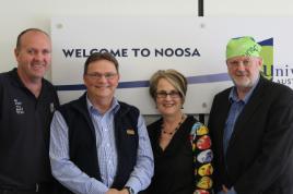 PhotoID:12865, L-R Dr Scott Richardson, Steve Noakes, Dr Sue Davis and Prof Mike Horsley are helping to link Noosa tourism to the world