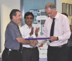 PhotoID:12395, A parting gift presented by School of Engineering & Built Environment Dean Dr Alan McPhail