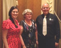 PhotoID:12087, VC Scott Bowman with Melanie Smith and her mum Shelley, after CQUni's Singapore graduation ceremony