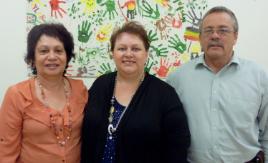 PhotoID:12505, Prof  Bronwyn Fredericks (centre) with Buderoo CEO Christine Malone and Training Co-ordinator David Coe