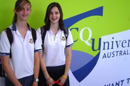 PhotoID:6600, Bundaberg High students Natashia Spong (left) and Jenny Thompson 