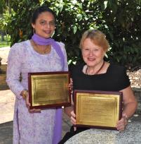 PhotoID:14091, Anita Medhekar and Leonce Newby with their international conference awards