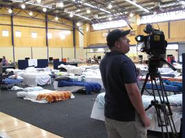 PhotoID:10264, Media crews from around Australia and overseas visit the Evacuation Centre at CQUniversity.