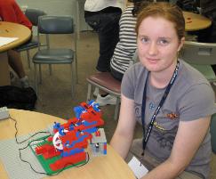 PhotoID:9149, Yeppoon State High School's Danica Platts was proud of her leggo masterpiece designed and produced as part of the EngLink program.