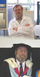 PhotoID:8644, Keith Harrower in the lab and in his beloved academic gown