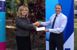 PhotoID:14925, Prof Hilary Winchester with Telstra Area Sales Manager John Llorente 